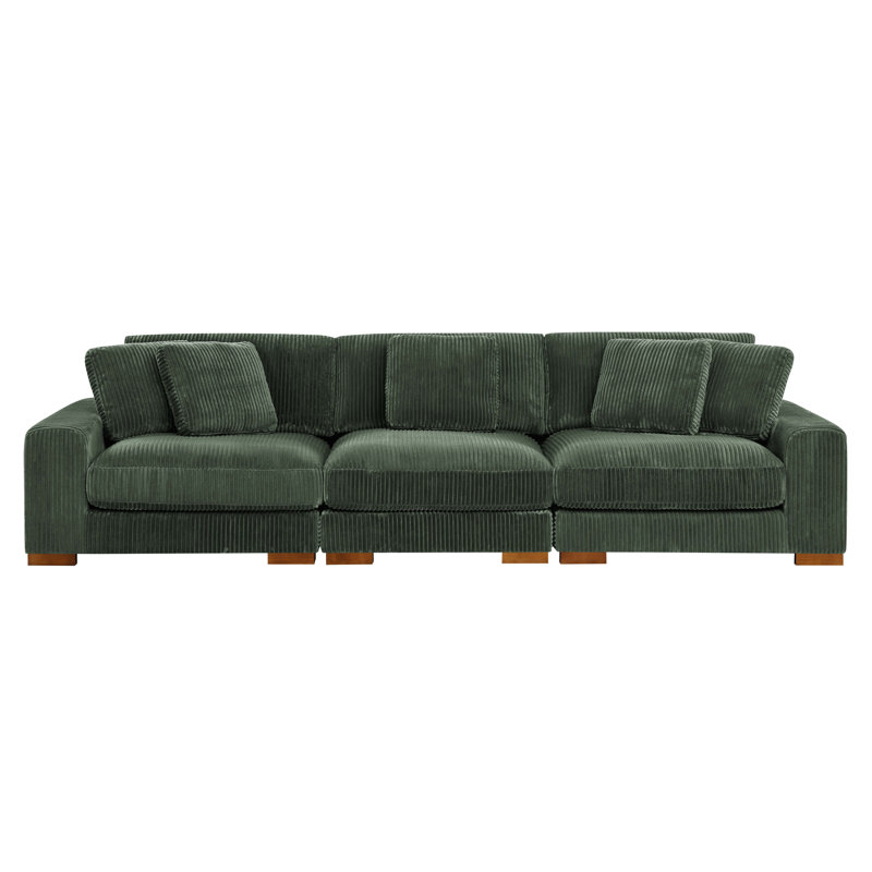 Kijuana Square Arm Sofa with Reversible Cushions, Hunter Green, 3, 33" H x 124" W x 43.5" D