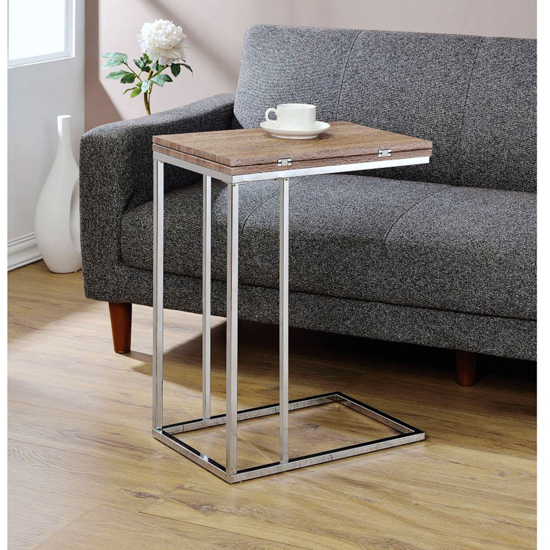 Millington End Table With Extension Top, Side Table With Folding Top, Rectangular Accent Table