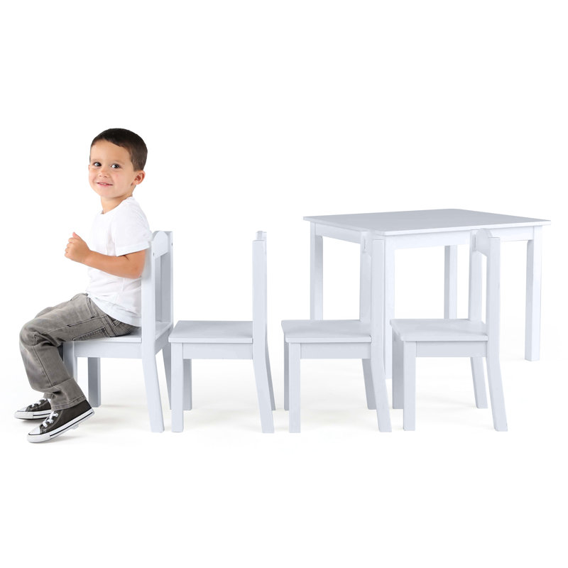 Kids 5 Piece Rectangular Play Or Activity Table and Chair Set, Bright White
