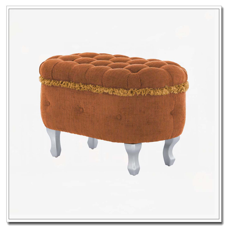 Banc de rangement avec repose-pieds en tissu, Orange