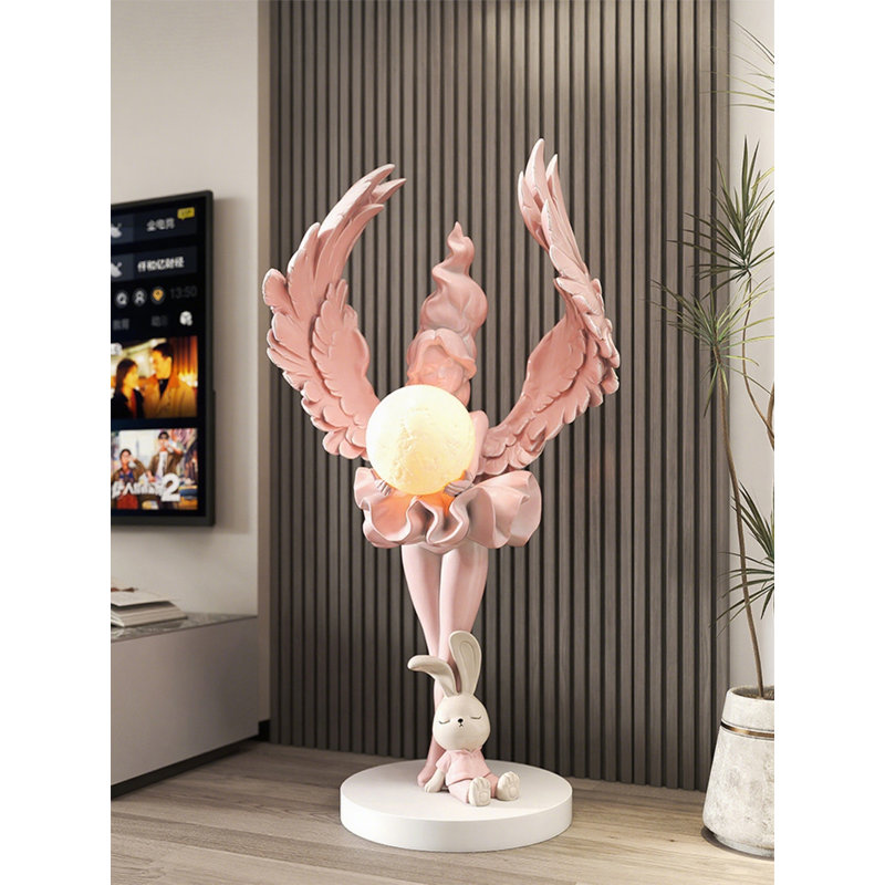 Lampe sur pied en résine Minimalist Modern, Blanc / Rose