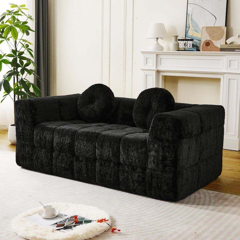 Canapé moderne Aomi Cloud, Noir, H 30 po x l 66,5 po x P 37,4 po