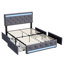 UK&EU Size Smart LED Linen Upholstery Drawer Storage Bed With Charging Station Headboard, 2 USB&1 Type-C, Dark Grey,  90/140/160X190/200cm)-1222926783