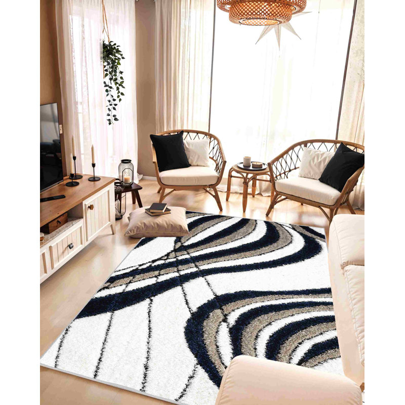Tapis géométrique abstrait moderne pour la chambre à coucher 6418, Rectangle 5 pi 3 po x 7 pi 7 po