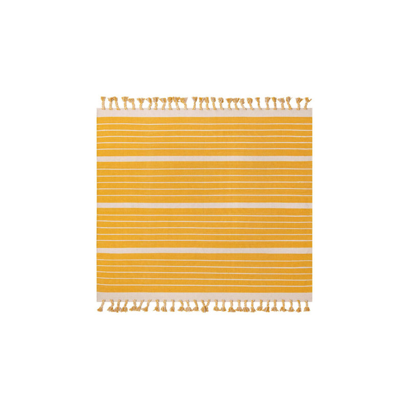 Abish Cotton Striped Indoor Rug, Square 7'1"