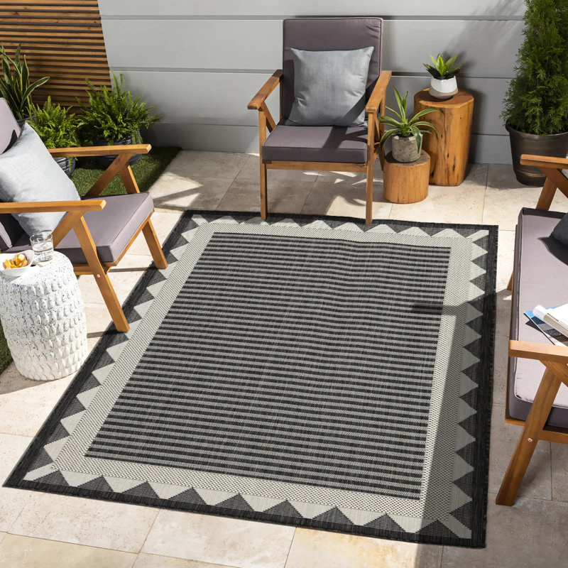 Sunshine Gchar2014 Anthracite 5.3 Ft. X 7.3 Rug - For Indoor & Outdoor, Stain , Polypropylene 5 3 In. 7