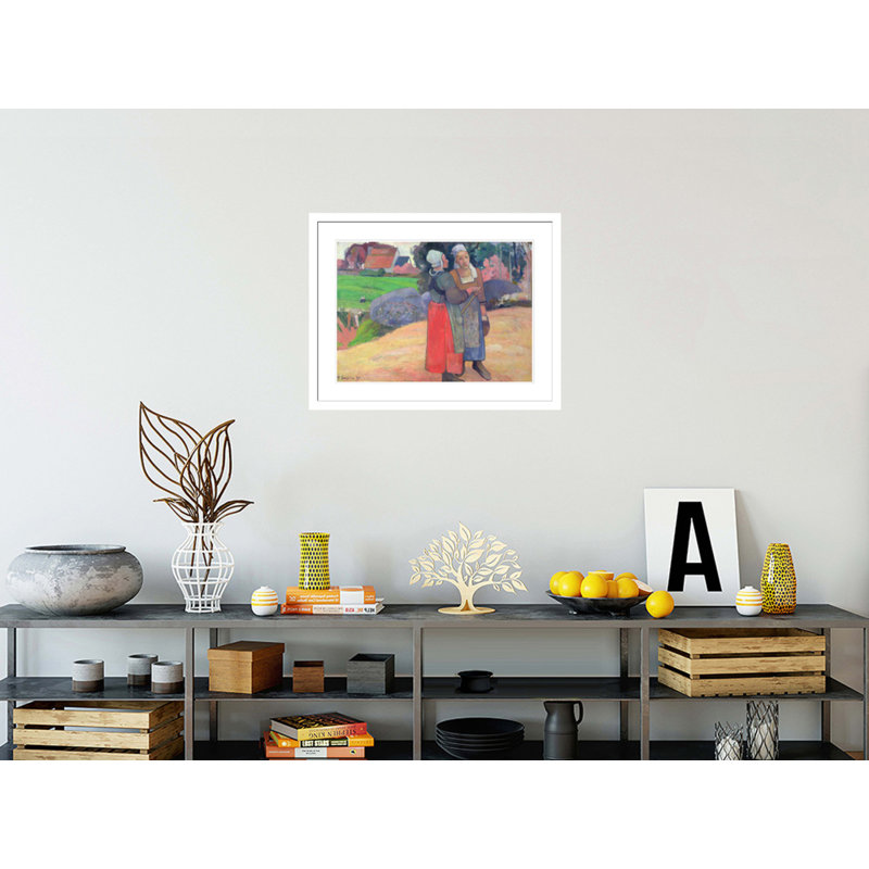 "Les paysans bretons" par Paul Gauguin - Estampe numérique encadrée, H 22,95 po x l 29,5 po