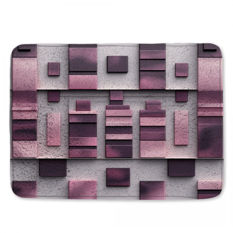 Tapis de bain à formes géométriques roses, 34in W x 21in L