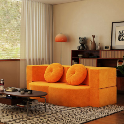 Lit simple avec oreiller, compressible, jaune, pour chambre d'amis - Léger, aucun assemblage requis dans le salon pliant jaune, siège spacieux, doux au toucher, cote d'utilisation moyenne