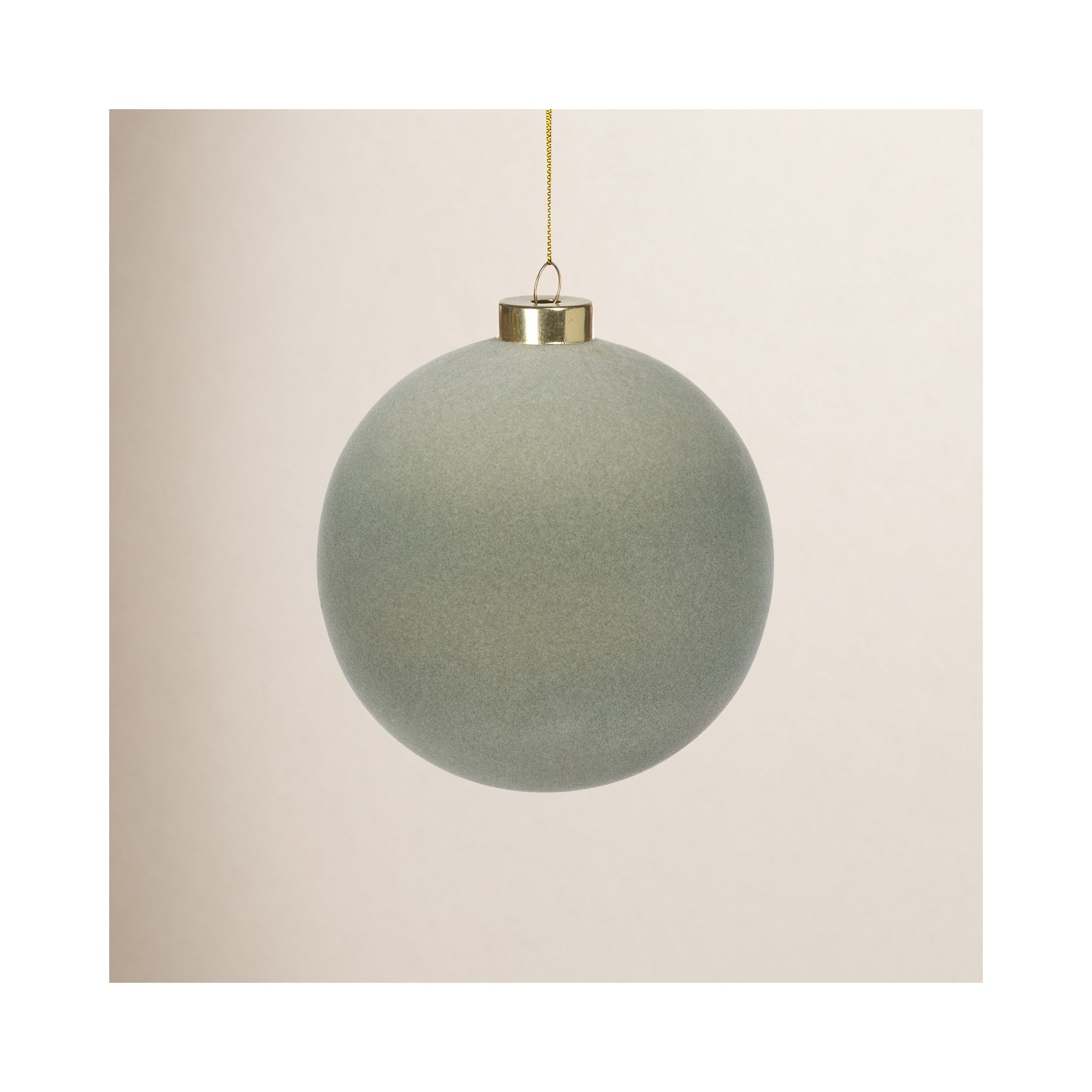 Sage Flocked Ornament, 4.75" _x000D_, Green, 5"H x 4.75"W x 4.75"D