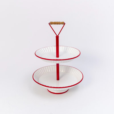 19.3 in. Metal Two Tiered Serving Tray