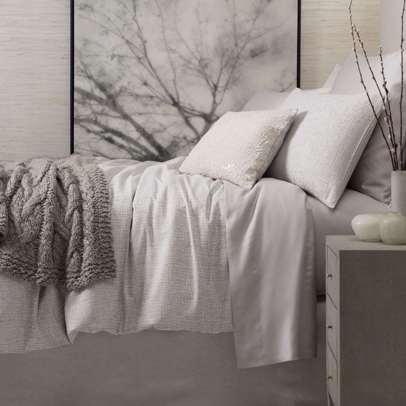Silken Solid Sheet Set, Queen Sheet Set, Gray