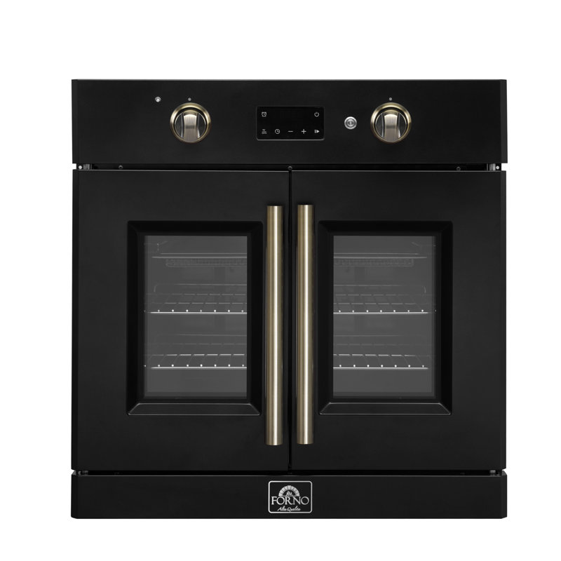 Forno Asti 30-Inch French Door Electric Wall Oven in White or Black & Antique Brass, 3.68 cu. ft. True Convection, 3,600W, Air Fry, Sous Vide, Self-Clean