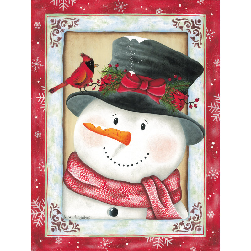 Cardinal & Snowman par Lisa Kennedy, H 24 po x l 18 po, Cadre photo argenté