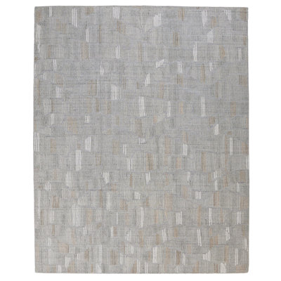 Steppe Hand Knotted Wool Geometric Area Rug in Gray/White/Neutral