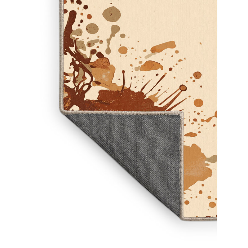 Tapis beige moelleux moelleux à motif éclectique abstrait Eatman, Carré 6 pi
