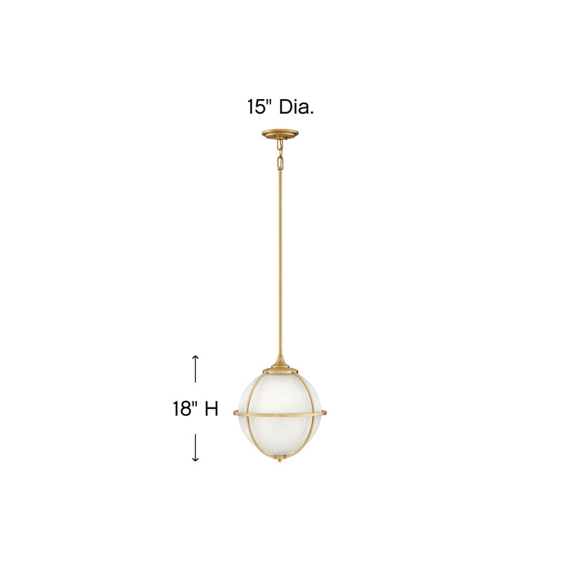 3-Light Glass Globe Pendant, Satin Brass
