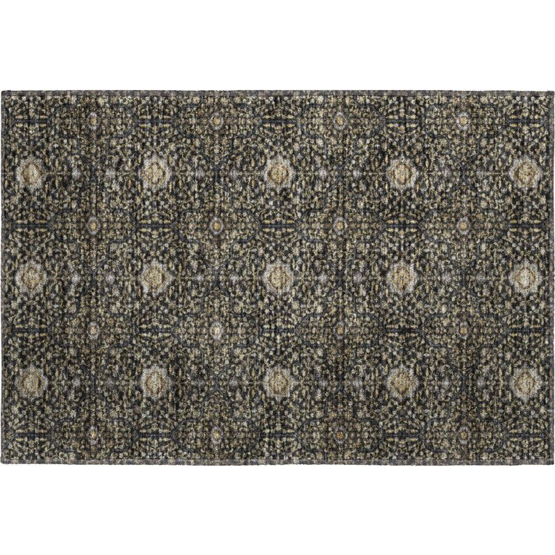 Premium Machine Washable Mayfield AMF2409 Oriental Rug, 1'8" x 2'6", Black