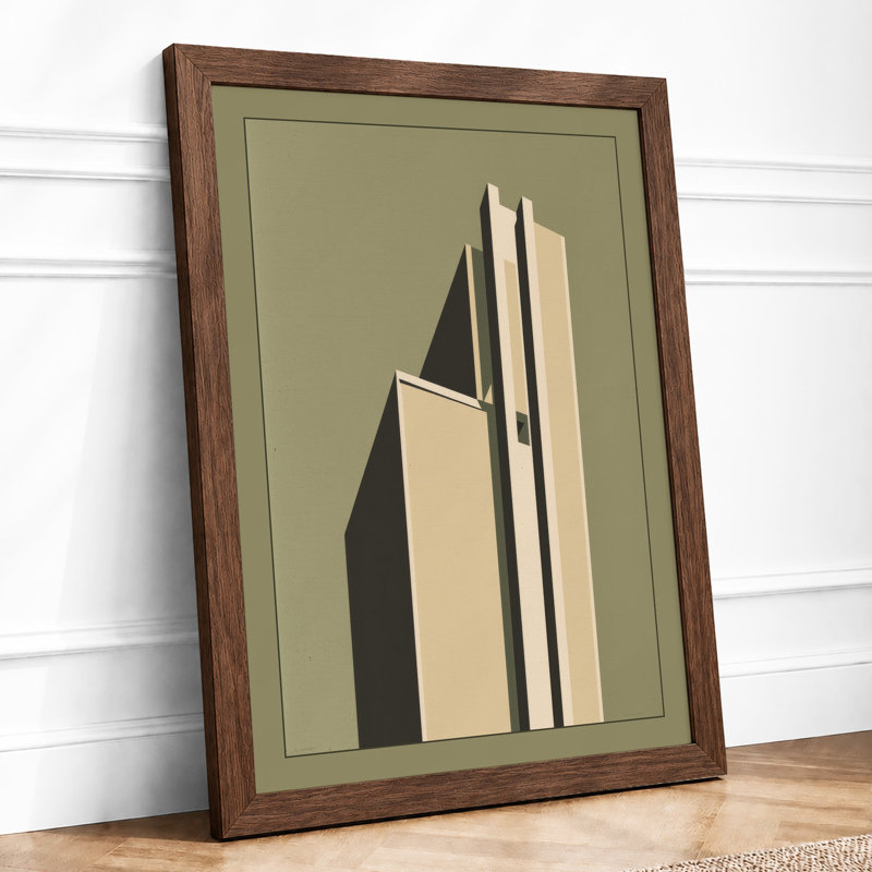 Modern Tower Industrial - Print, A2 - 59.4 x 42.0 cm, Walnut