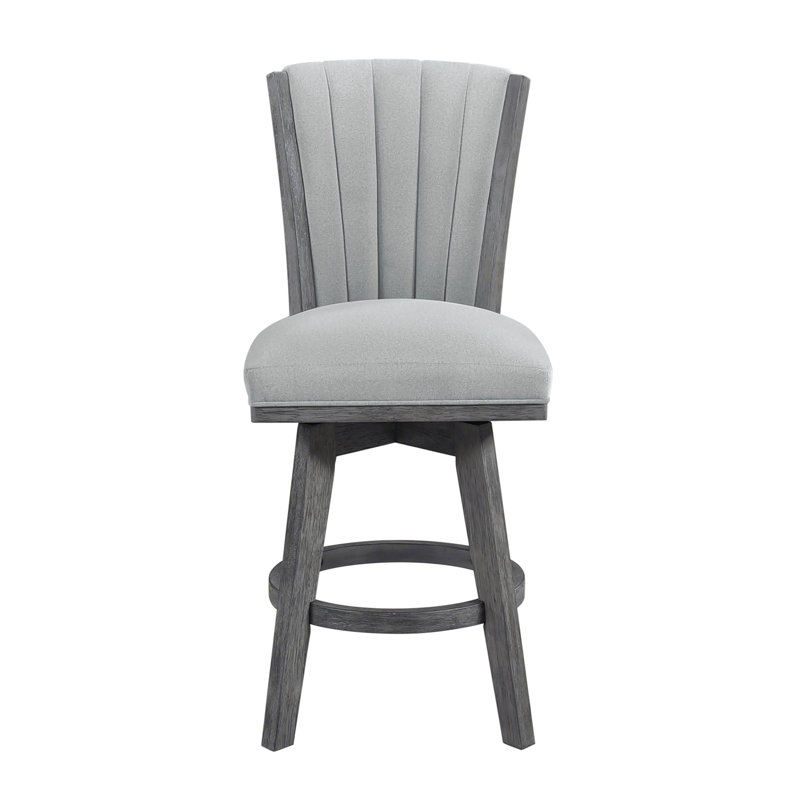 Ensemble de 2 chaises à hauteur de comptoir pivotantes et rembourrées de tissu gris