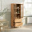 Chueyee Modern Fluted Glass Bookshelf Cabinet with Drawers-1843555258