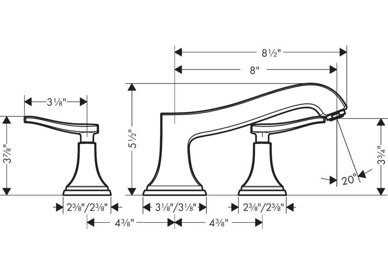Hansgrohe Metropol Classic 3-Hole Roman Tub Set Trim Only, Polished Nickel, Cross Handle