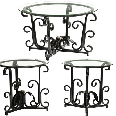 3 Coffee Table With Tempered Glass, Black Metal Frame, And Easy Assembly 5Mm Glass Surface, Modern Design For Compact Living Spaces