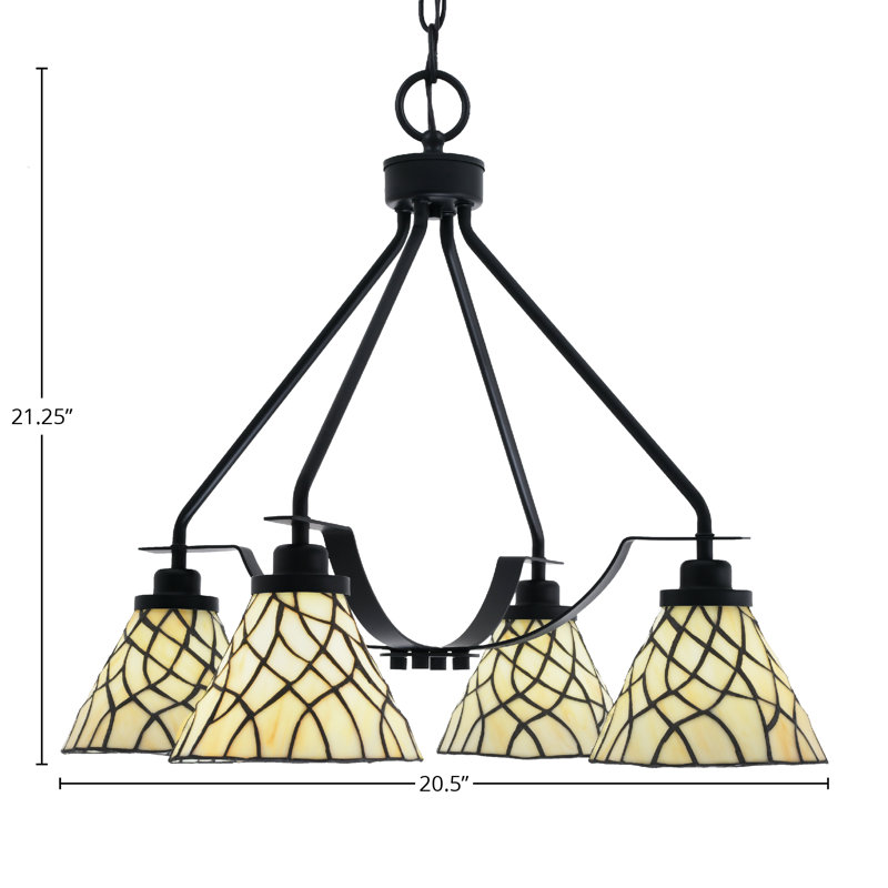 Lustre 4 lumières Odyssey Downlight, Noir mat, Brun/jaune