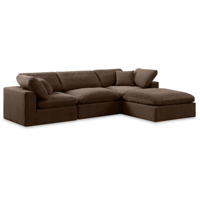 Kirstey Velvet L-Shaped Sectional Reversible