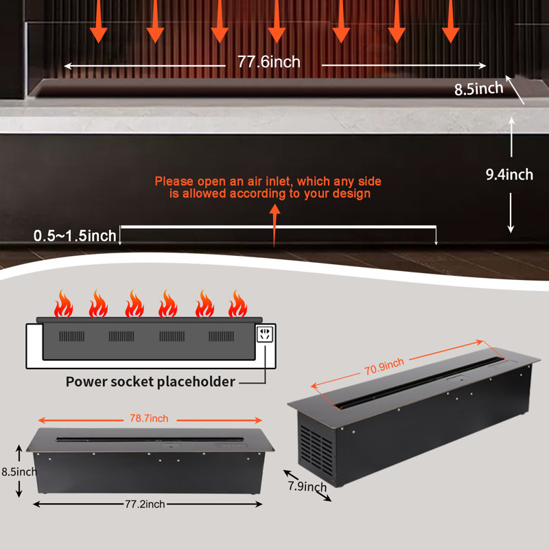 3D Water Vapor Fireplace Upgraded Premium Craftsmanship LED Vapor Mist Tech Steam Electric Fireplace Dynamic Colorful Flames, Dual Water Filling, APP Control, Insert & Freestanding Humidifier Fireplace