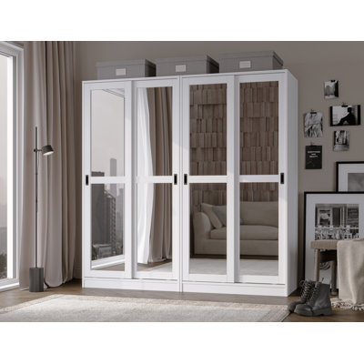 Armoire penderie à porte coulissante 100% bois massif Portuna
