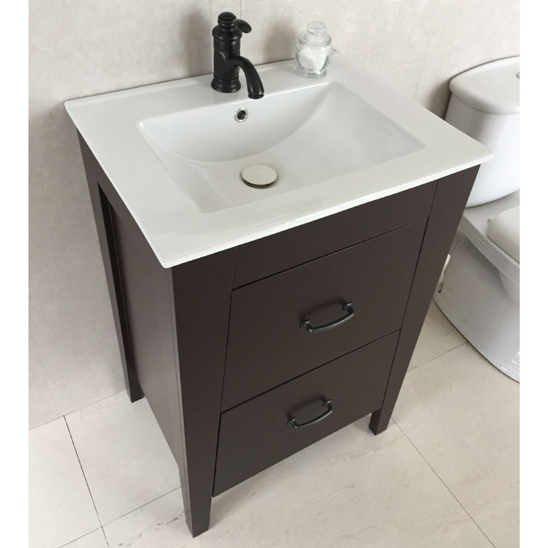 Rouen 24'' Single Bathroom Vanity with Ceramic Top, Espresso
