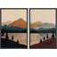 «Mid-Century Modern Brown Mountain Lake Landscape Decor», art mural, impression sur toile, 2 pièces-99016289-99016291
