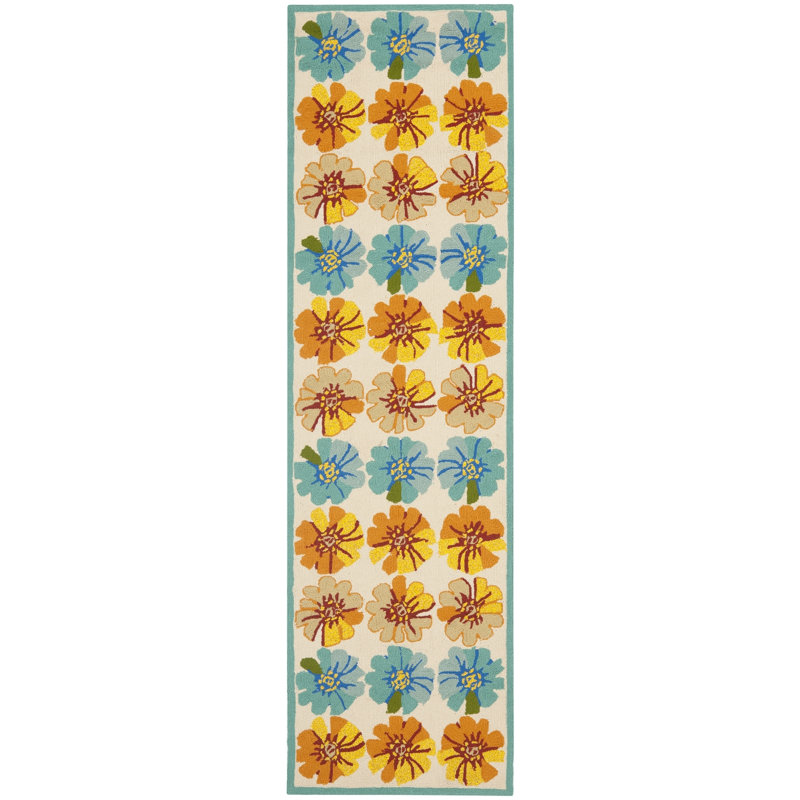 Doyle Hand Hooked Performance Floral Rug, Runner 2'3" x 6'