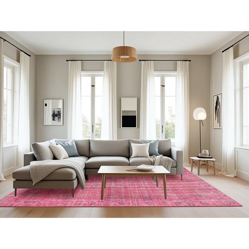 Tapis décoratif rose clair oriental Nyah, Rectangle 8 pi x 12 pi