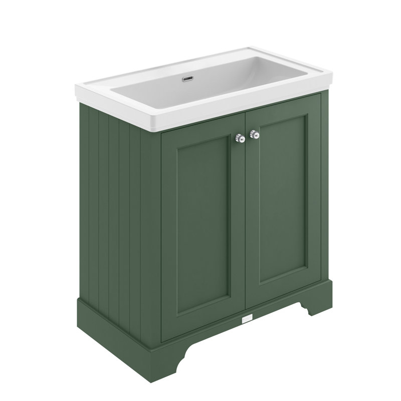 Bayswater Single Bathroom Vanity with Sits On Furniture Fireclay Basin, Hunter Green