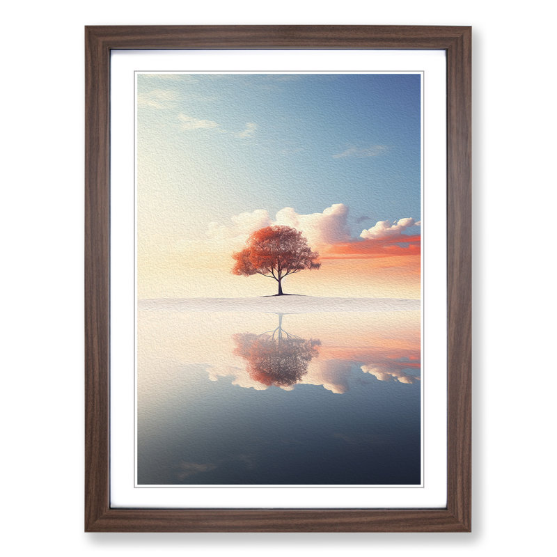 Landscape Minimalism Art - Framed Print, 34cm H x 25cm W, Walnut Framed