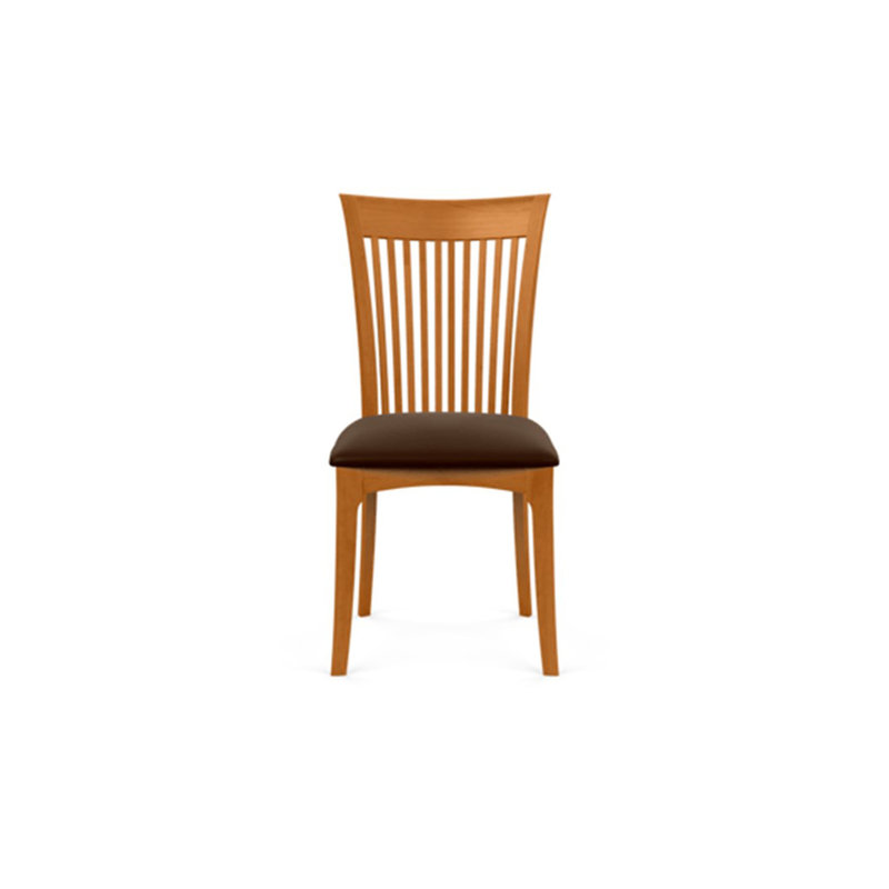 Sarah 19.25'' H Upholstered Side Chair, Coffee Leather, Natural Cherry