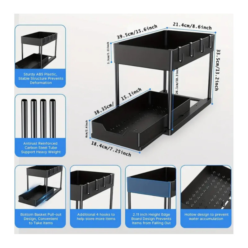 Tablette pour lavabo, 1 paquet, noir, Noir