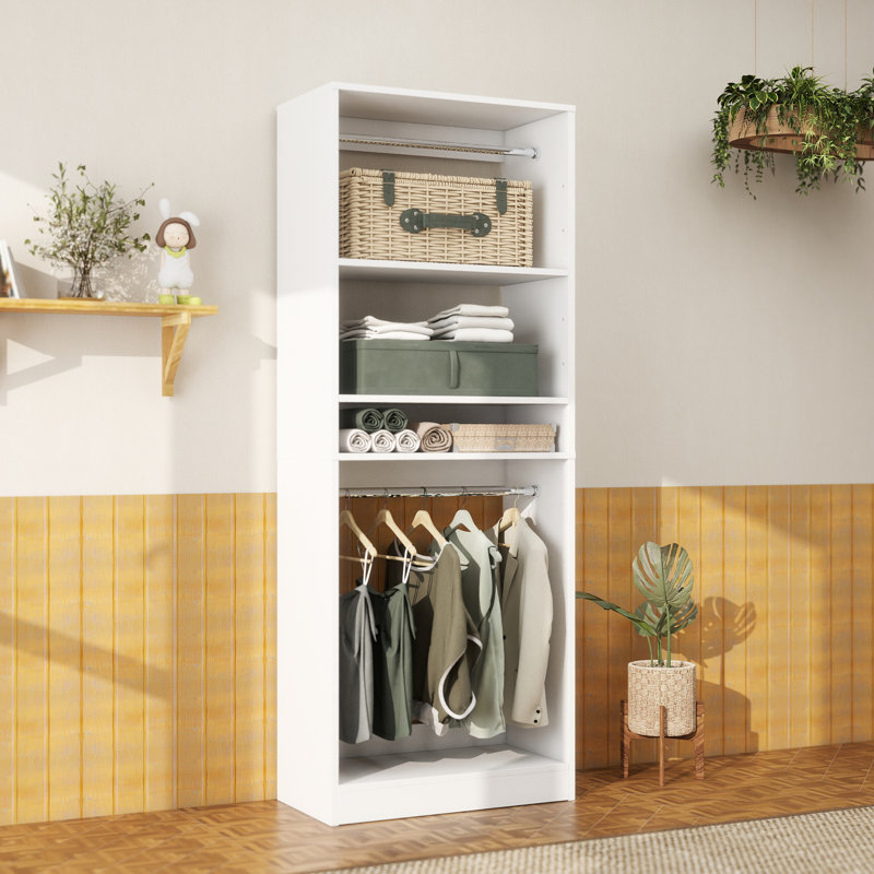 Système d'organisation 25 po avec tringles et tablettes suspendues, Blanc