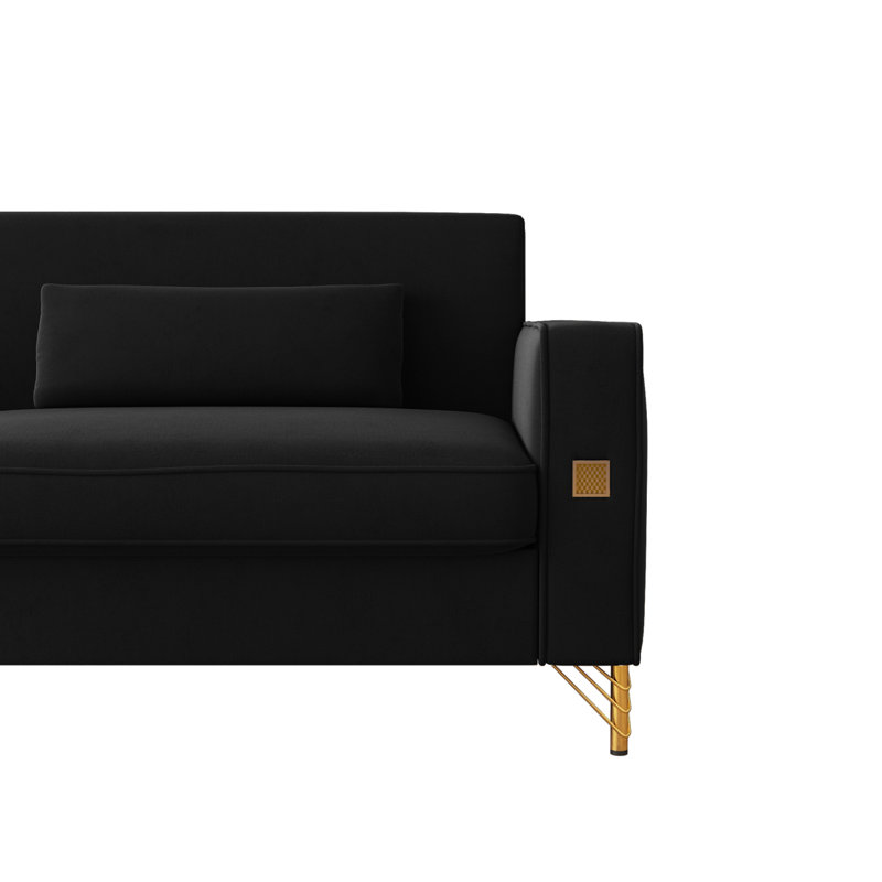 Canapé Lucian Luxe avec détails dorés, Black