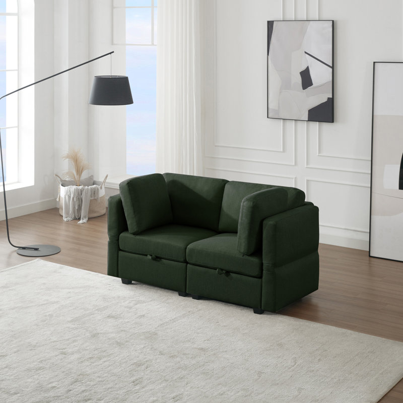 Sarab Upholstered 62'' Sofa, Green Polyester