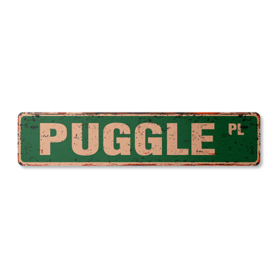 Plaque de rue Puggle en plastique robuste 4 po x 18 po