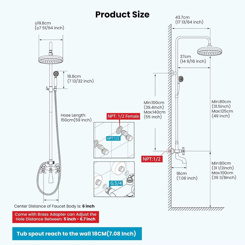 Complete Shower System with Rough in-Valve