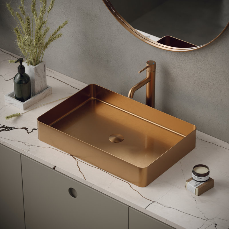 Tryst Single-handle Bathroom Faucet with Drain Assembly, Brushed Copper