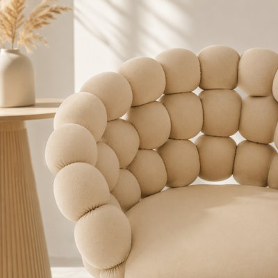 Fauteuil de bureau en velours avec dossier à bulles et fauteuil pivotant à 360 ° avec roulettes