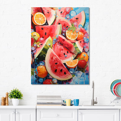 «Whimsy Pastel» rose pastèque I - fruits, art mural