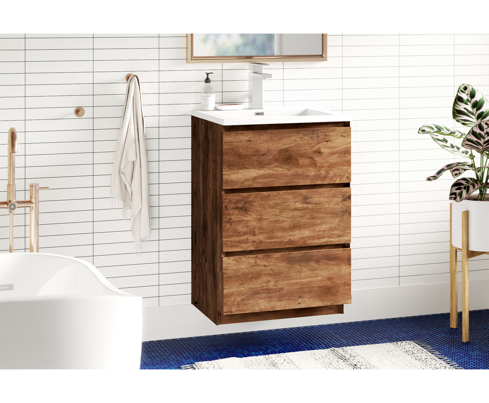Modern Single-Handle Bathroom Faucet with Drain, Chrome