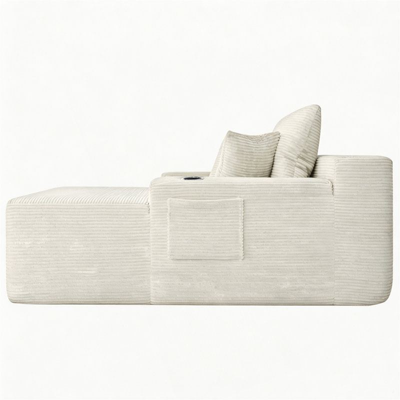 Méridienne convertible sans os avec porte-gobelet et coussins décoratifs