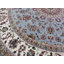 Tapis de zone ronde bleu/ivoire 8 pi 1 po à la main one-of-kind noué la Simen